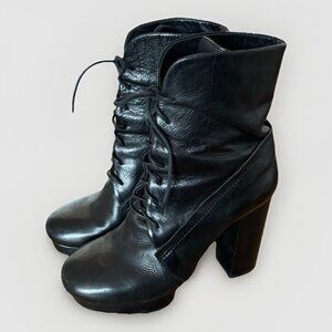 Vic Matie Leather Lace Up Ankle Black Boots Size 38 Italy Made Grunge Whimsigoth